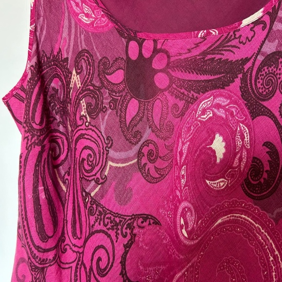 Lafayette 148 100% Linen Bubble Hem No Sleeve Dress Paisley Print Size 14 - Picture 5 of 15